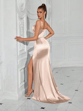 ADYCE 1pc Women's Spaghetti Strap Ruffle Front Split Backless Party Dress For Cocktail Ball